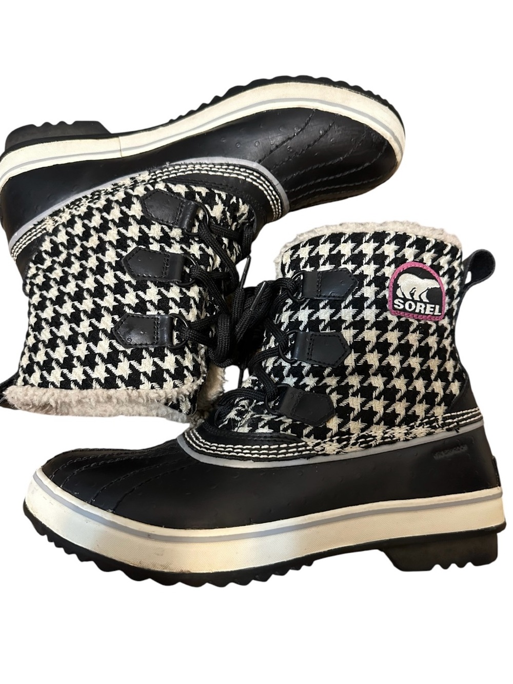 Sorel Tivoli Houndstooth Waterproof Winter Boots Size 8